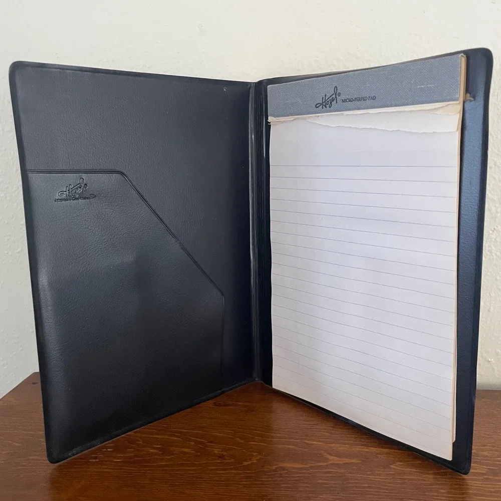 VTG Hazel USA Chetco Federal Credit Union Faux Leather Folder NotePad Holder 6x8